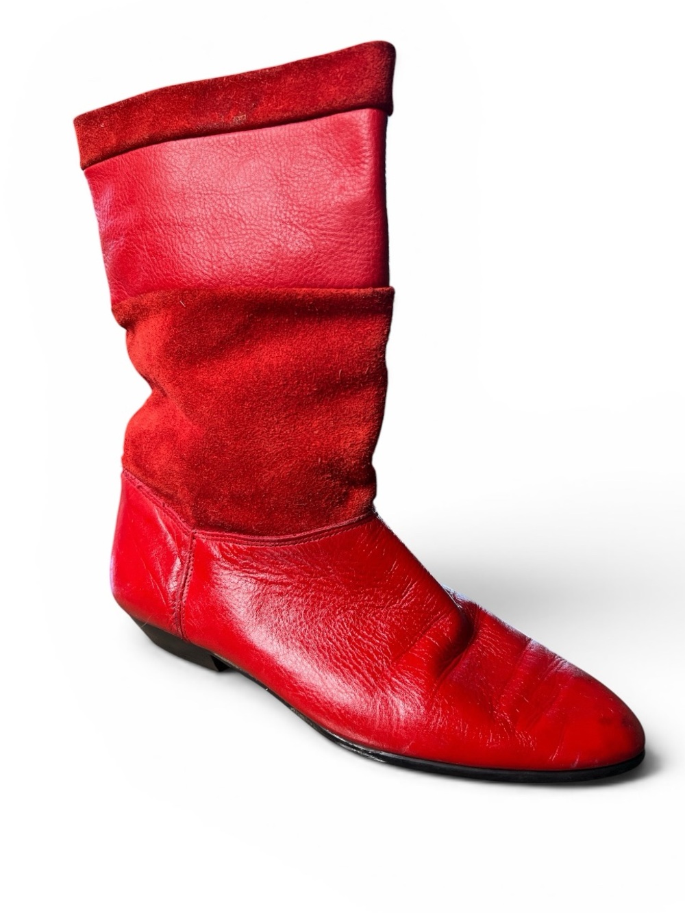 Vintage 80s Tarantino’s Red Leather Pixie Boots  Size 6.5 Made in Spain
